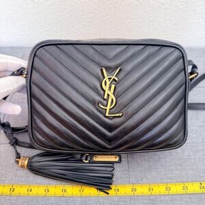 Authentic Saint Laurent Lou Camera Bag Black Leather Crossbody Tassel